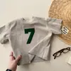 Ropa Infantil Huzhou Zhili Verano Estilo Coreano Bordado Manga Corta Camiseta para Niñas y Niños 7228