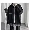Chaqueta de otoño nueva y versátil de estilo retro japonés de corte holgado para hombre, top de moda para hombre, estilo universitario con retazos de dos piezas simuladas