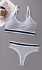 Conjunto de sutiã de cor contrastante feminino sexy push up costas bonitas regata de algodão top de alça suporte roupa íntima básica esportiva comércio exterior