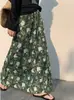 Falda con Estampado Floral de Playa, Falda Larga Floral Francesa Estilo Vacaciones, Falda Larga con Abertura para Vacaciones de Mujer, Verano 2026 para Mujer