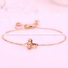 Nova tornozeleira coreana de amor com anel duplo em aço titânio banhada a ouro rosa 18K joia de aço inoxidável tornozeleira de moda coreana