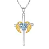 Amazon Transfronterizo Nuevo Diseño Corazón Piedra de Nacimiento Circonita Alas de Ángel Cruz Colgante Regalo para Dama