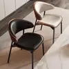 Silla de Comedor de Lujo Ligero Estilo Italiano, Silla de Oficina Minimalista de Diseñador, Silla de Madera Maciza Estilo Vintage Curvado para Área de Reuniones de Cafetería