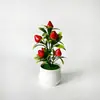 Planta en maceta artificial de 7 ramas con frutos en stock para decoración de oficina, adorno de escritorio de fruto de la fortuna, bonsái creativo de regalo para el Festival de Primavera