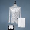 Traje de anfitrión para hombre estilo coreano 2022, corte ajustado, pieza brillante de estudio para escenario, top con bolsillo falso