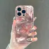 Case protetor Shopee mais vendido para iPhone 16, rosa com padrão de ondas e borboleta, simples e de alta qualidade, capa de vidro para celular 17pm