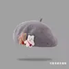 Bonito Sombrero Boina de Peluche para Mujer Otoño Invierno Rojo Panda Rojo Gato Dibujos Animados Sombrero de Pintor Versátil Estilo Japonés Sombrero de Lana Transfronterizo