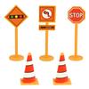 Barricada de sinalização rodoviária de plástico decoração de bolo de confeitaria cone de trânsito cone de sorvete cena de semáforo decoração de bolo 5 unidades