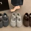 Primer Encuentro Temporada Gris Zapatos Mary Jane de Suela Blanda con Piel Calzado de Abrigo de Invierno para Mujer Nuevo Estilo Coreano Zapatos de Lana Individuales Zapatos de Algodón Cálidos para Mujer