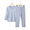 Pijama Infantil Modal Meninos Manga Longa Calça Longa Roupa de Casa de Verão Conjunto Pai-Filho Roupas de Ar Condicionado para Meninas