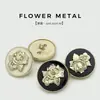 Elegantes Botones Redondos Metálicos de Flor de Rosa para Chaquetas de Traje, Suéteres, Botones Decorativos para Abrigos, Botones Versátiles para Abrigos de Piel
