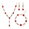 Pulsera de flores de rosa de estilo francés vintage para mujer, estilo europeo y americano, elegante collar de rosa roja, pulsera de moda.