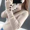 Suéter tejido de punto de cuello alto de manga larga, versátil, de moda, para otoño e invierno, para mujer, holgado y adelgazante, prenda básica de nicho