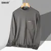 Camiseta de Manga Comprida para Pai Algodão Meia-idade e Idosos Roupas de Outono Gola Meia-alta Roupa Externa de Meia-idade Top Primavera e Outono Masculino de Algodão