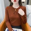 0332 # Camiseta básica de terciopelo alemán fino para mujer para primavera y otoño