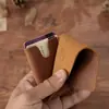 Nuevo Transfronterizo Piel de Vaca Pura Hecho a Mano Pequeño Tarjetero Creativo Moda Monedero Europeo Retro Cuero Crazy Horse Tarjetero Tarjetero