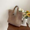 Bolso de Paja Sencillo para Viajes Diarios para Mujer, Bolso de Hombro Portátil de Gran Capacidad, Bolso Tejido a Mano, Bolso para Vacaciones en la Playa