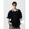 Sudadera con Cuello de Camisa a Cuadros Estilo Old Money para Hombre, Nueva Colección Otoño/Invierno 2026 Retro Americano Falso Dos Piezas Holgada Versátil