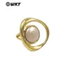 Anel MPR133 Pérola de Água Doce Banhado a Ouro 18K Design Vazado Inlaid Exportação Venda Quente Joias para Festa de Banquete