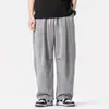 Calças de linho sintético leves e com textura de linho, tamanho plus size, estilo harém solto, estilo japonês, perna larga, estilo chinês, tamanho plus size, calças masculinas de verão