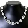 Corrente Cubana de Grãos de Café Estilo Novo Europeu e Americano Hip-Hop Liga de Zinco Cravejada com Diamantes Joia Personalizada Unissex
