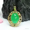 Collar Colgante de Ágata Natural Guan Yu Tipo Hielo Calcedonia Verde Imperial Joyería para Mujer Venta al por Mayor Dropshipping S4111901L