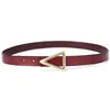 Novo Cinto de Couro Bovino com Fivela Triangular para Mulheres Versátil Moda Decorativo Estilo Celebridade da Internet Cinto de Couro Genuíno Simples