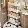 Armario de Almacenamiento Estrecho para Baño, Carrito Multifuncional Móvil con Ruedas, Gabinete Angosto para el Espacio Junto al Inodoro