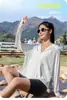 Ropa de Protección Solar de Hilo Original para Mujer 2025 Nuevo Sombrero de Pegamento Negro Ropa de Protección Solar Equitación Protección UV Sensación de Hielo Transpirable Ropa para la Piel