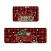 Alfombrillas de Navidad transfronterizas, lavables y fáciles de limpiar, absorbentes y antideslizantes, juego de alfombrillas de cocina de terciopelo de cristal