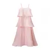 Venda Quente Internacional AliExpress Nova Moda Primavera 2026 Vestido Tomara-que-caia Sem Mangas com Camadas e Alça de Babado