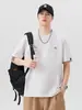 Roupas Masculinas Fengshe / Camiseta Masculina de Manga Curta com Estampa de Letras de Peso, Novo Estilo de Verão, Algodão Puro, Caimento Solto, Gola Redonda, Top de Meia Manga