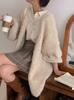 Suéter coreano de manga farol estilo holgazán para mujer 2025 Otoño e Invierno Suave y ceroso Holgado Look adelgazante Versátil cárdigan de punto para mujer