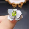 Atacado de Fábrica Popular Anel de Peridoto Natural Prata S925 Inlaid com Pedra Principal 5*7 Joias de Luxo Venda Direta da Fábrica
