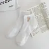 Meias Meias Curtas Femininas Ins Trendy All-match Primavera e Outono Cano Baixo Raso Exterior Wear Cyber Celebridade Letra C Bordada Meias Curtas Meias Brancas