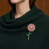 Broche de Flor de Girasol con Pedrería de Polvo Fino Moda Japonesa y Coreana para Mujer Nuevo Elegante Elegante Pines Accesorios para Chaqueta