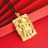 Collar de etiqueta dorada al por mayor en stock para hombre, dominante Xiangyun Guan Gong hueco, marca de la suerte, estilo étnico, oro de imitación que no se desvanece