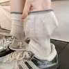 Calcetines finos de lunares de verano para mujer, calcetines de media pantorrilla, calcetines holgados estilo ballet, calcetines largos de malla con lunares blancos