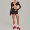 Conjunto de Yoga de Manga Larga Ajustado Arena Otoñal Secado Rápido Ropa de Fitness Conjunto Deportivo para Correr al Aire Libre en Invierno 1834+2208