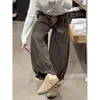 Pantalones de Trabajo Florales Caqui de Moda Otoñal para Mujer, Talla Petite Plus Size, Pantalones Casuales de Linterna