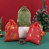 Bolsas de lino con estampado navideño transfronterizo al por mayor Bolsas de regalo de Nochebuena para niños Bolsas de regalo navideñas con cordón