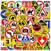 50 novos sinais de alerta sinais de alerta sinais de alerta logotipo decoração de skate copo de água adesivos de grafite à prova d'água
