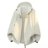 NASA SOBRE Chaqueta con Capucha para Exteriores para Hombre, Cortavientos e Impermeable para Primavera y Otoño, Abrigo Holgado Casual para Senderismo