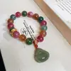 Nueva Estatua de Buda Estilo Chino Pulsera de Jade Colorido Circón con Cuentas Estilo Chino Tendencia Nacional Pulsera Versátil Moda Nueva Joyería para Manos Al Por Mayor