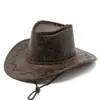 Novo Chapéu de Cowboy Ocidental Rachado Estilo Étnico Chapéu de Sol para Viagem ao Ar Livre Praia Chapéu de Cavaleiro Adereços Chapéu de Sol