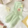 Calcetines de nube gruesos de otoño e invierno para mujer, calcetines lindos de dibujos animados con estrella, calcetines de media pantorrilla, suaves y amigables con la piel
