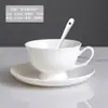 Juego de Taza y Platillo de Café Estilo Europeo para Uso en Casa, Hotel y Restaurante, Juego de Tazas de Café de Cerámica Minimalista Blanco Puro, Arte Latte Personalizable