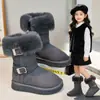 Botas de Neve Femininas com Forro de Lã Botas Altas Infantis Novo Estilo Inverno 2026 Sapatos Grandes de Algodão para Meninas Botas de Cano Alto Botas de Neve