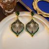 Pendientes de Plata Aguja Media Palacio de Diamantes Goteo de Aceite Otoño e Invierno Vintage vintage Joyería de Alta Gama Pendientes