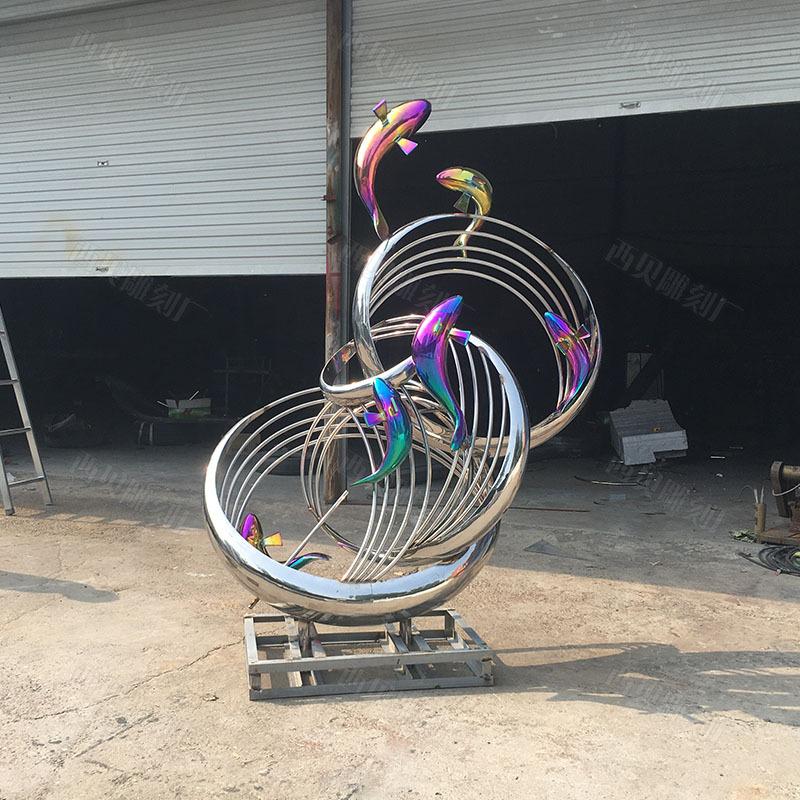 大型不锈钢鱼圆环雕塑详情图10